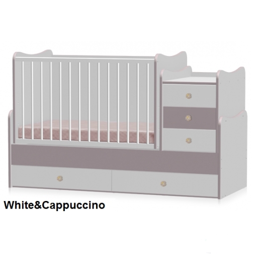 Детская кроватка-трансформер Bertoni MAXI PLUS (white/cappuccino)